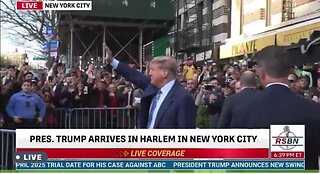 Breaking: Donald Trump visits Harlem after day two of sham trial.