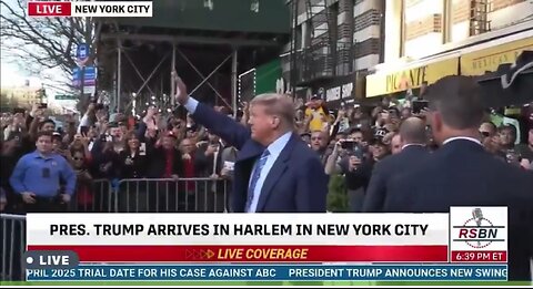 Breaking: Donald Trump visits Harlem after day two of sham trial.