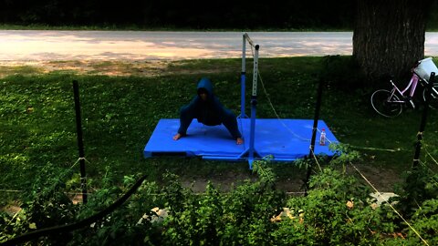 Raspberry picking, acting goofy, gymnastics...A Happy Family Life.