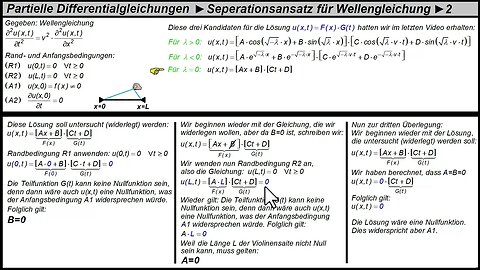 Partielle Differentialgleichungen ►Wellengleichung 1D ► Separationsansatz ► Teil 2