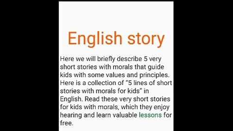 English story morals for kids" in English. Read these very short storie