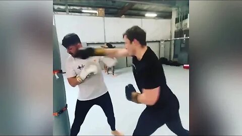 Michael Bisping teaching his son Callum the sweet science of boxing