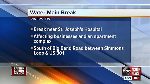 Large water main break on Big Bend Road