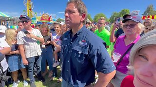 DeSantis talks to media at Iowa State Fair