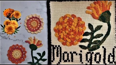 Crochet Marigold Irish Lace Crochet Motif (Day of the Dead, Medicine Garden Sampler, Beautiful!)