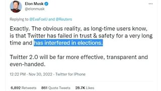 Elon Musk Claims Twitter Has "Interfered In Elections"