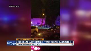 Milwaukee Police: 2 teens arrested for leading police on chase, crashing stolen car