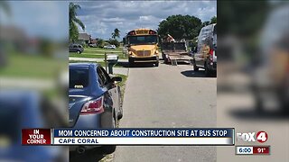 Parents concerned about construction site at bus stop