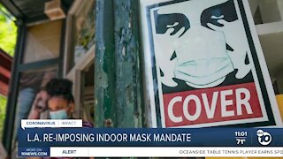 L.A. re-imposes indoor mask mandate, San Diego does not