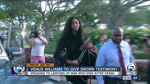 Venus Williams arrives at lawyer's office to give sworn testimony in deadly crash