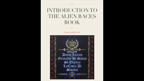 Introduction To Alien Races Book Featuring Dante Santori