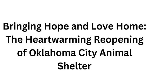 Bringing Hope and Love Home The Heartwarming Reopening of Oklahoma City Animal Shelter