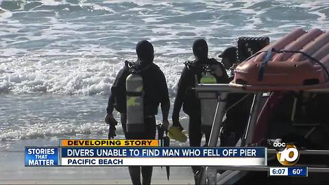 Search continues for man who fell off Crystal Pier