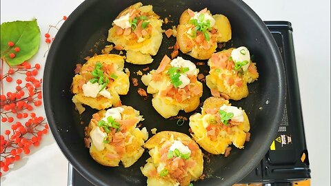 Smashed Potato, Cheese and Ham Snack