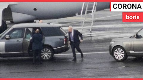 Boris Johnson steps off a plane on the same day coronavirus was confirmed in the city