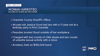 Woman has sex with minor in front of a child