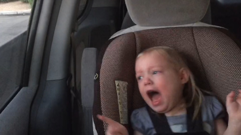 A Little Girl Is Scared Of A Car Window Rolling Down