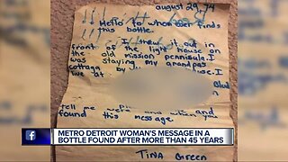 Metro Detroit woman's message in a bottle found after more than 45 years