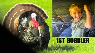 TURKEY HUNTING with CROSSBOW! 6 YEAR OLD BAGS FIRST GOBBLER!