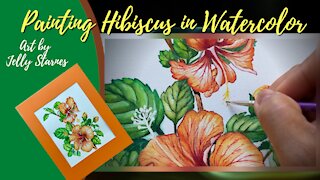 Orange Hibiscus Flowers - Watercolor Painting Tutorial