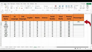 How To Take Out The Percentage For Give Marks In Excel.