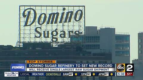 Domino Sugar Plant to get largest shipment of raw sugar