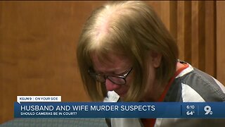 Husband and wife murder suspects; Attorneys debate cameras in court