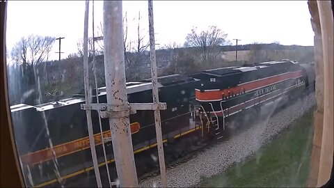 EB IAIS "SASI" Manifest with IAIS 513 "Rock Island" at West Liberty Depot on April 30, 2022