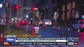 Medic hurt after transformer fire causes manhole explosions