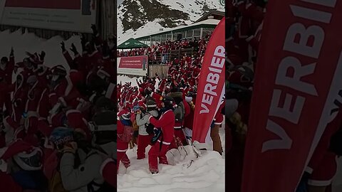 Verbier 4Vallées Santa Invasion Opening #verbier #skiing #shorts #4vallees #verbier4vallees