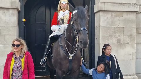 Guard shakes his head no don't touch me #horseguardsparade