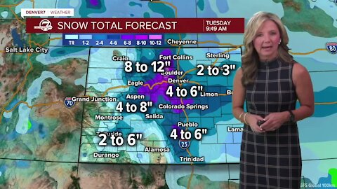 Snow expected across much of NE Colorado Monday into Tuesday
