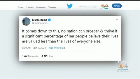WFOR Highlights Senator Rubio's Tweets Responding to the Movement for Racial Equality