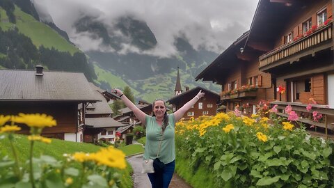 Beautiful rain walking tour in Gimmelwald 🇨🇭 A Swiss village