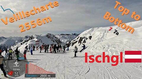 [4K] Skiing Ischgl, Velillscharte 2556m Top to Bottom, Skipiste 7 and 7a, Austria, GoPro HERO11