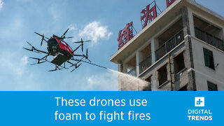 These autonomous firefighting drones are equipped with foam blasters