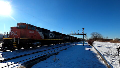 CN 8859 CN 5681 & CN 2327 Engines Manifest Eastbound In Ontario