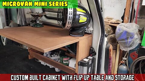 Micro Van (SE1 E09) Building custom cabinet w flip table Heater stove storage Camper conversion