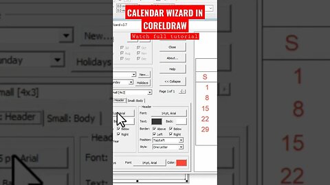 Calendar Wizard in CorelDraw X7