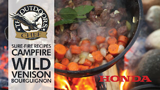 Campfire Wild Venison Bourguignon with The Outdoors Chef