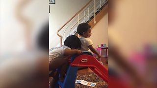 Sisters Squabble Over Slide