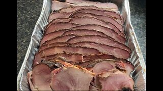 Slicing up one of the Smoked Pork Butts