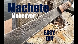 DIY easy Machete Makeover with Celtic blade etching and carved basket weave handles
