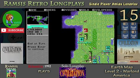 Sid Meier's Civilization | 1992 | Amiga | Warlord | EARTH | America - Episode #15 | Longplay
