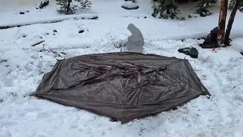 6 !!!!! Hot Tent Camping In A Snowstorm