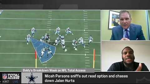#Cowboys Micah Parsons Sniffs Out Read Option and Chases Down Jalen Hurts - NFL Total Access