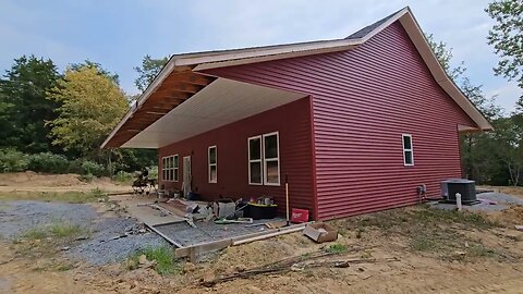 Southern Illinois VRBO cabin build update Concrete patio in the woods preparation!