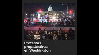 Masivas protestas propalestinas frente al Capitolio