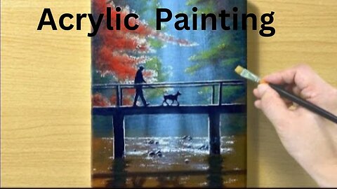 How to draw a man walking a dog / Acrylic Painting / STEP by STEP