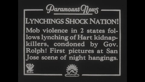 Paramount News Special! Lynchings Shock Nation! (1933 Original Black & White Film)
